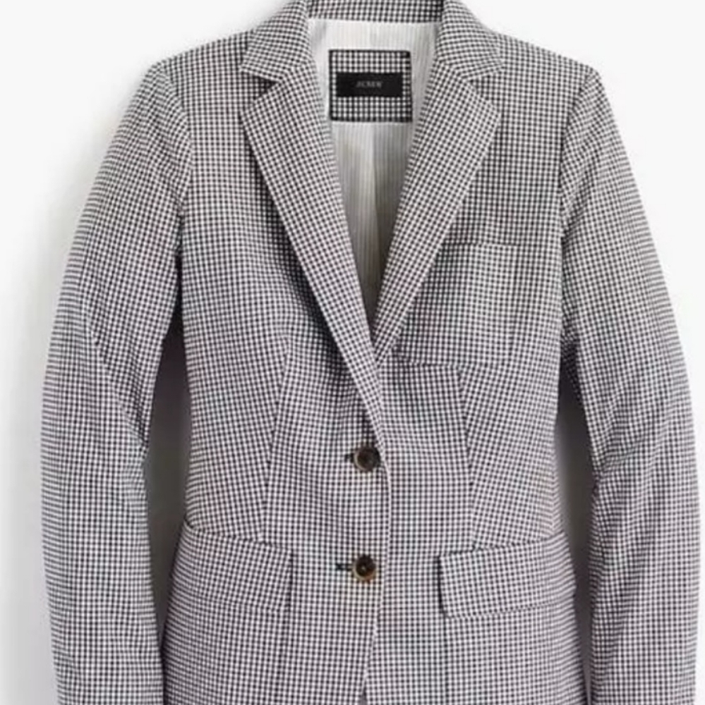 J.Crew Rhodes Blazer in Navy Red MicroGingham Plaid 100% Cotton blazer